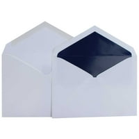 Комплети за венчавки од хартија, супер бело со морнарички сини обложени коверти, од внатрешни и надворешни коверти
