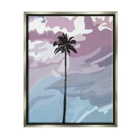 Tuphell Industries Purple зајдисонце Тропски палма крајбрежна слика сива пловила врамена уметничка печатена wallидна уметност