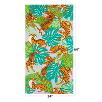 Главни тигри на тигрите, крпа за плажа, 34 x64