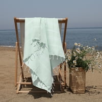 Линум дома турски памук среќен шарен пешкир за плажа на плажа