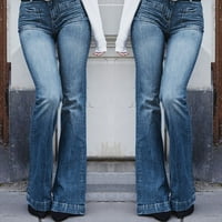 хаксмну жени aut еластична плус лабава тексас џеб секојдневен подигање намалување панталони фармерки сина