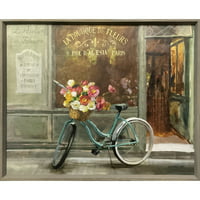 Кристална уметничка галерија француски велосипед врамен wallиден уметник декор дигитален печатење големина 28 22