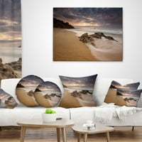 DesignArt мирен морски брег со бели бранови - перница за фрлање фотографии од плажа - 18x18