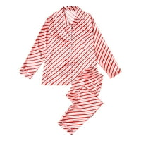 Луијен Лесни Сатенски Пижами За Жени Семејни Пижами Комплет Соодветни Панталони За Печатење Со Божиќни Пруги Семејна Блуза Пижами