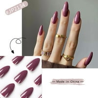 Едноставна цврста боја лажни нокти Лесно да се применат едноставни за да се олуат лажните нокти Совршен подарок за девојка