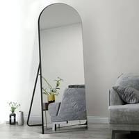 Неутип 65 x22 заоблен огледало со целосна должина огледало со штанд црно