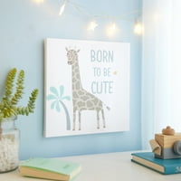 Американски деца родени да бидат симпатична жирафа бело платно wallидна уметност за медицинска сестра соба