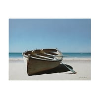 Henен Хуан Лу 'Осамен брод на плажа' платно уметност