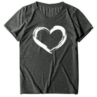 Дозвола Под $ Жени Кратки Ракави Во Облик На Срце Графички Обични Врвови Блуза Маица